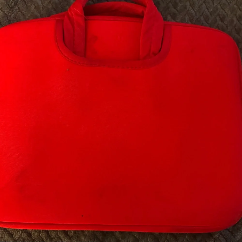 RooCase Red tablet or small laptop Bag with Butterfly Design